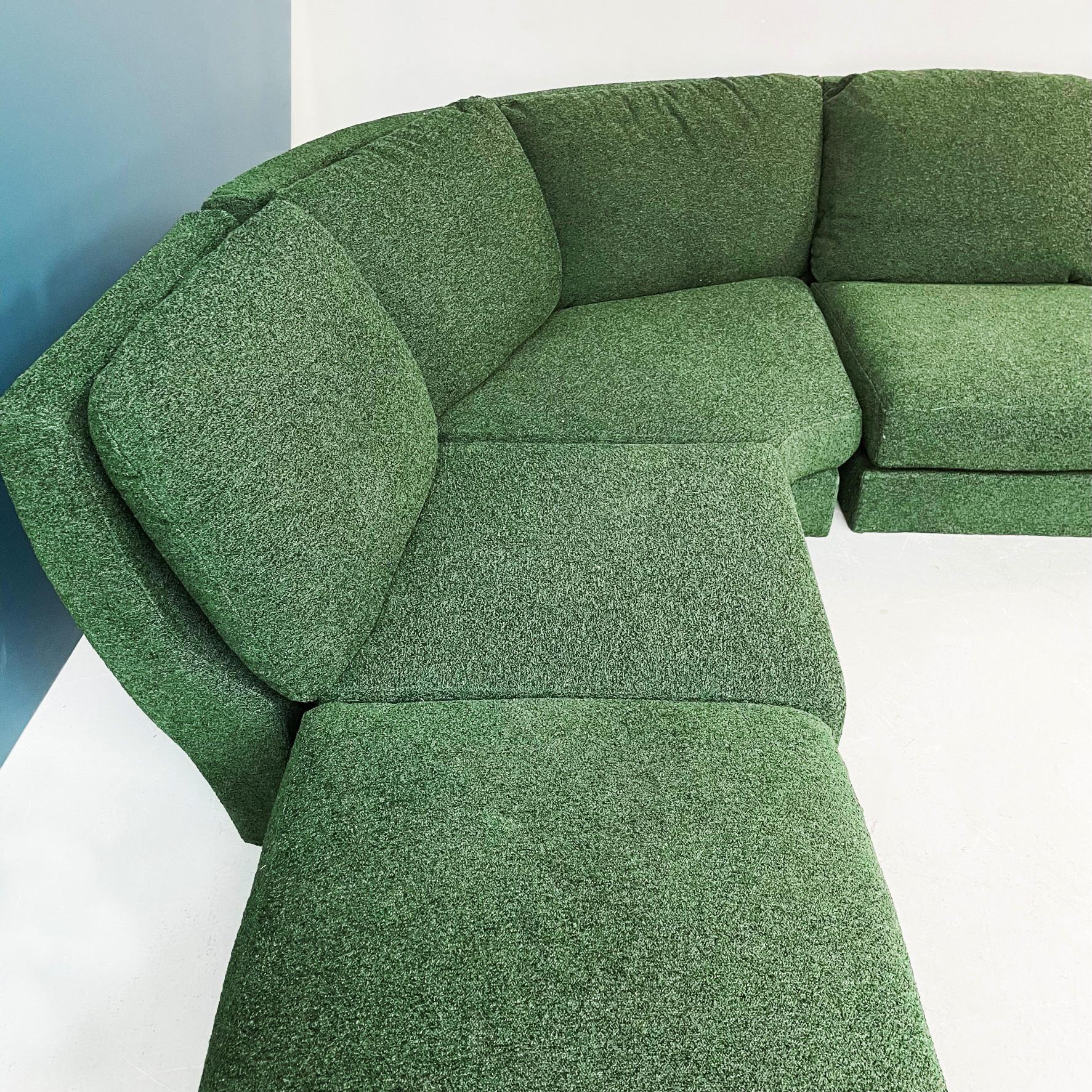 Italian Space Age Modular Sofa in Green Fabric by Willy Rizzo for Sabot, 1970s 2