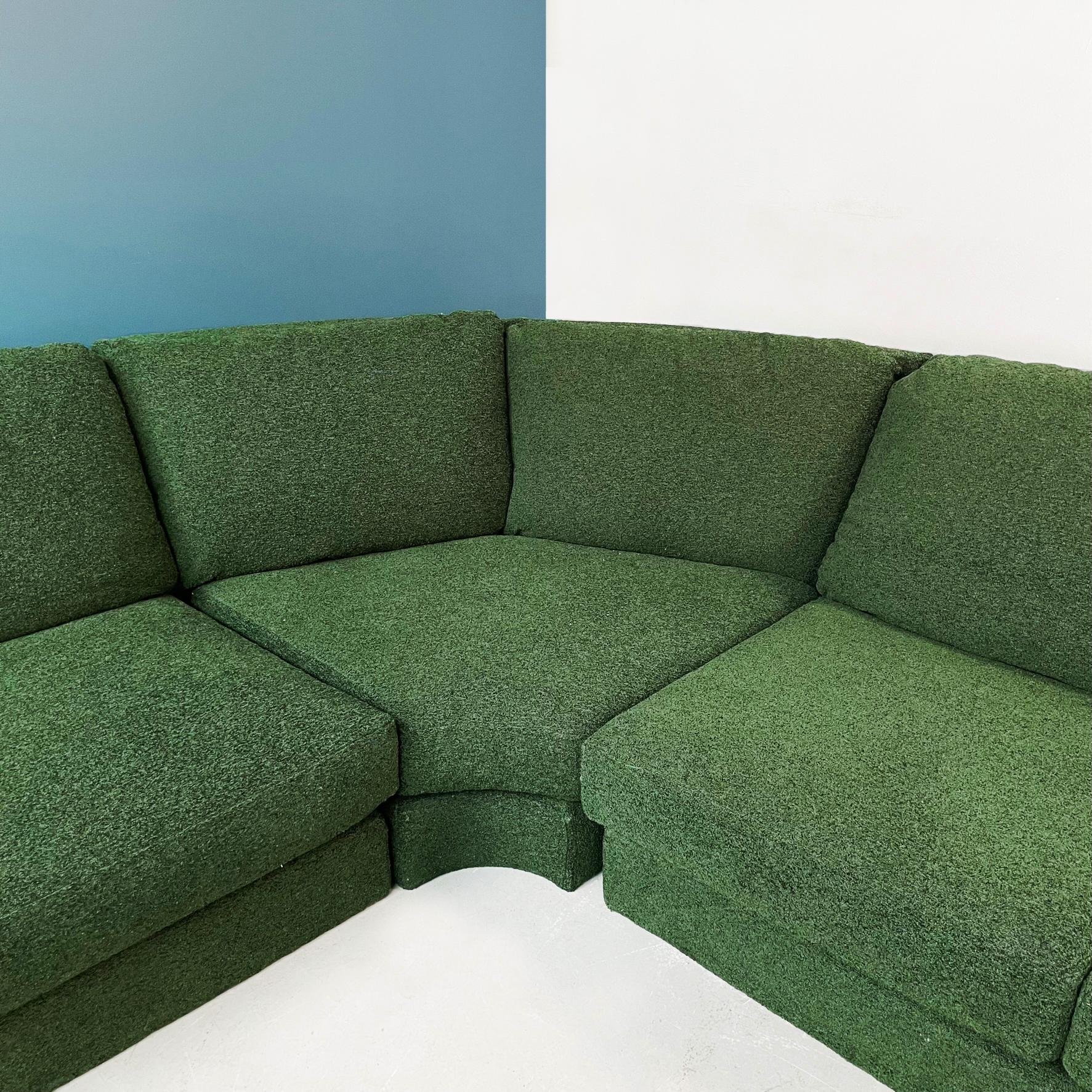 Italian Space Age Modular Sofa in Green Fabric by Willy Rizzo for Sabot, 1970s 3