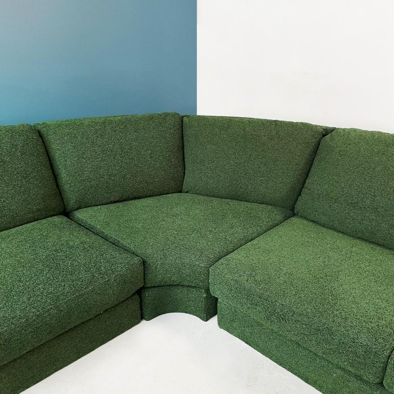 Italian Space Age Modular Sofa in Green Fabric by Willy Rizzo for Sabot, 1970s For Sale 3