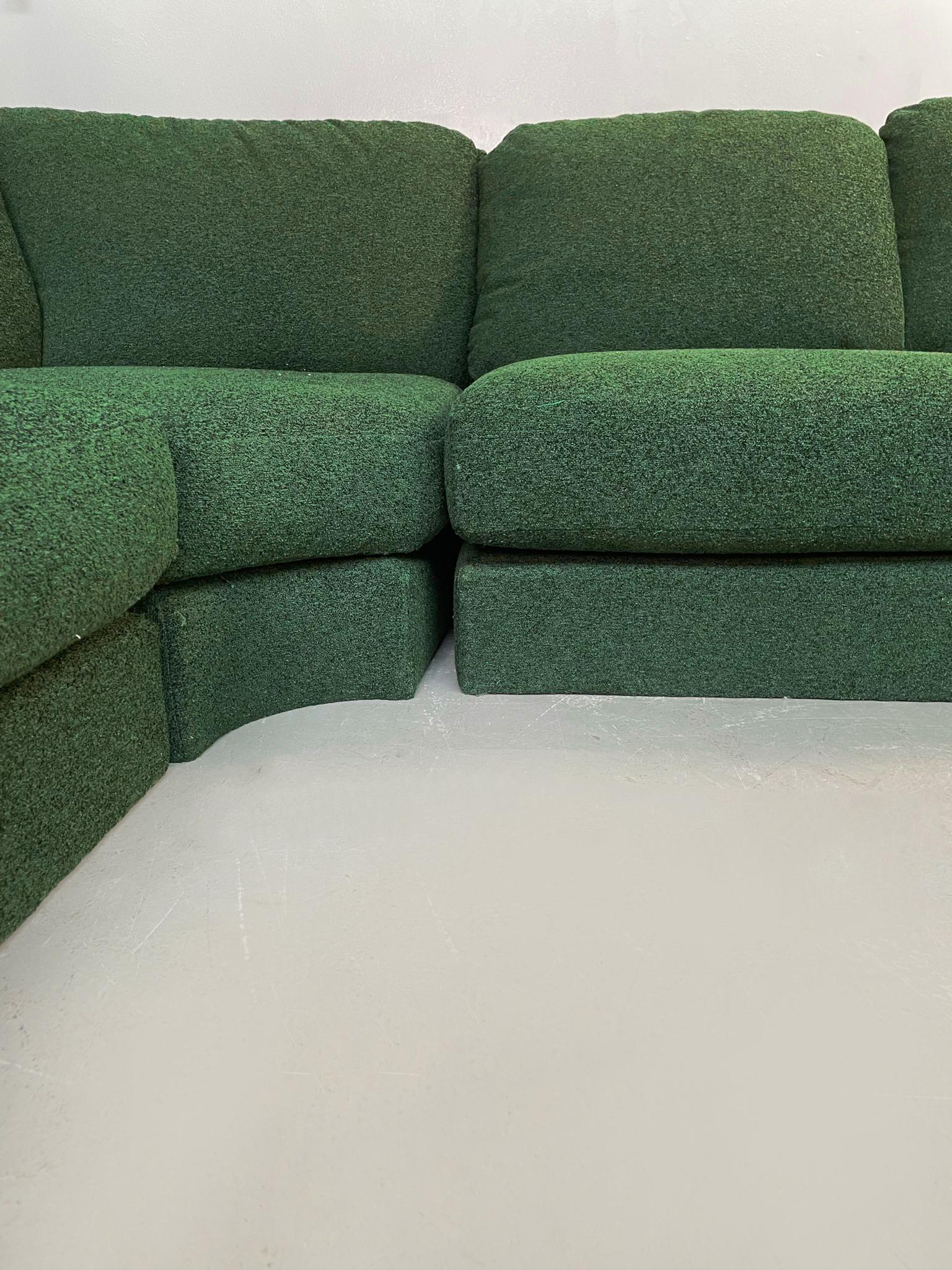 Italian Space Age Modular Sofa in Green Fabric by Willy Rizzo for Sabot, 1970s 4