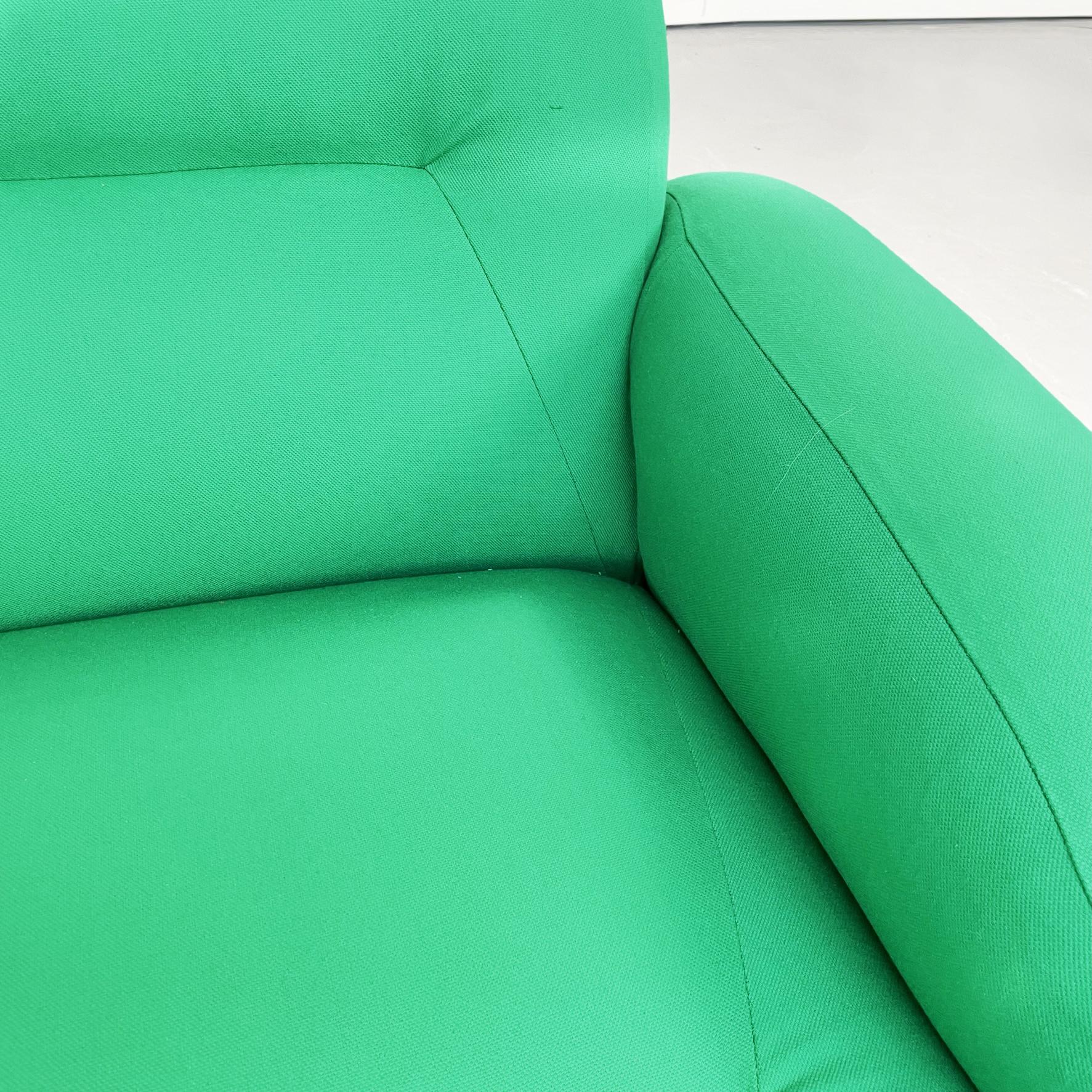 Italian Space Age Modular Sofa in Green Fabric with Metal Insert, 1970s For Sale 7