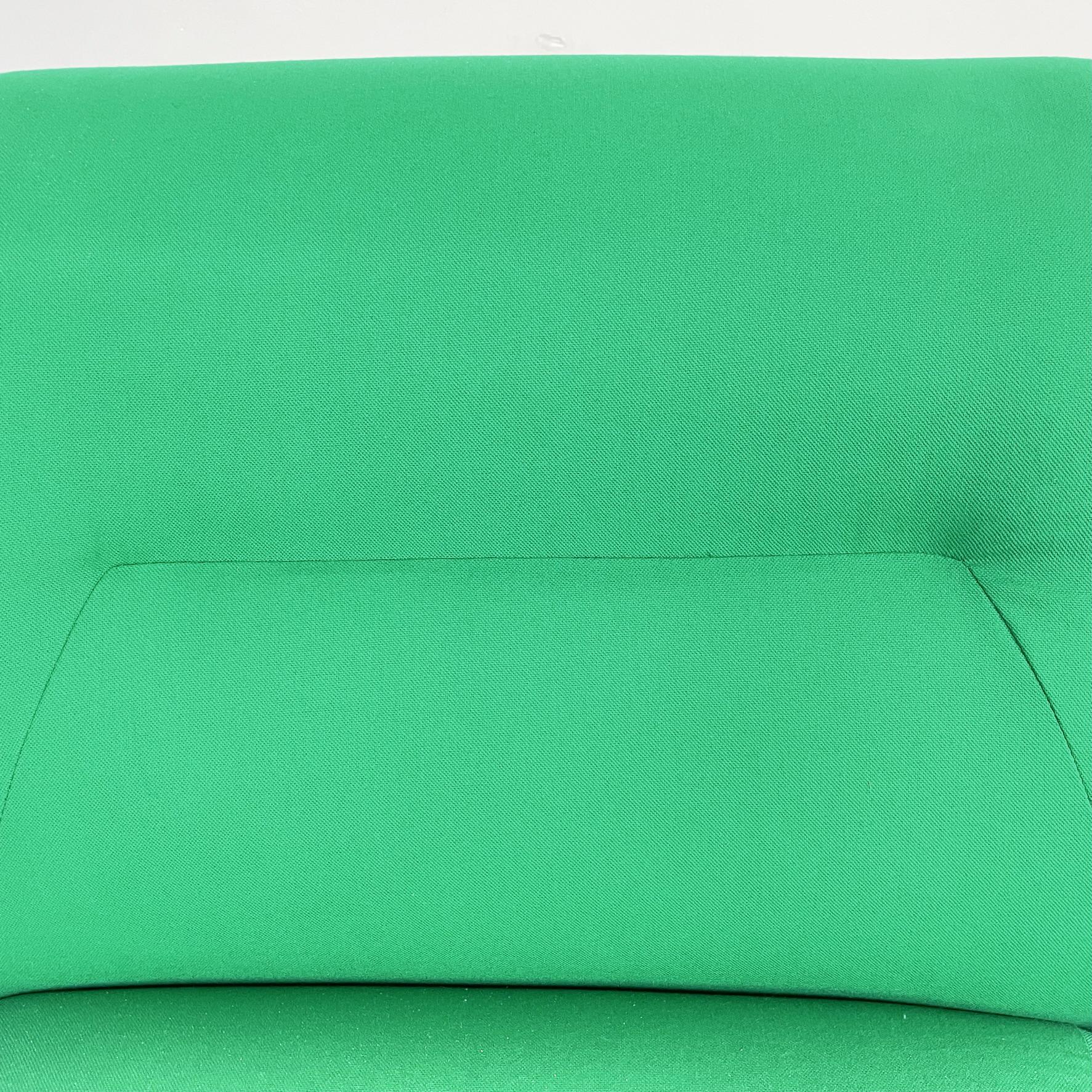 Italian Space Age Modular Sofa in Green Fabric with Metal Insert, 1970s For Sale 8