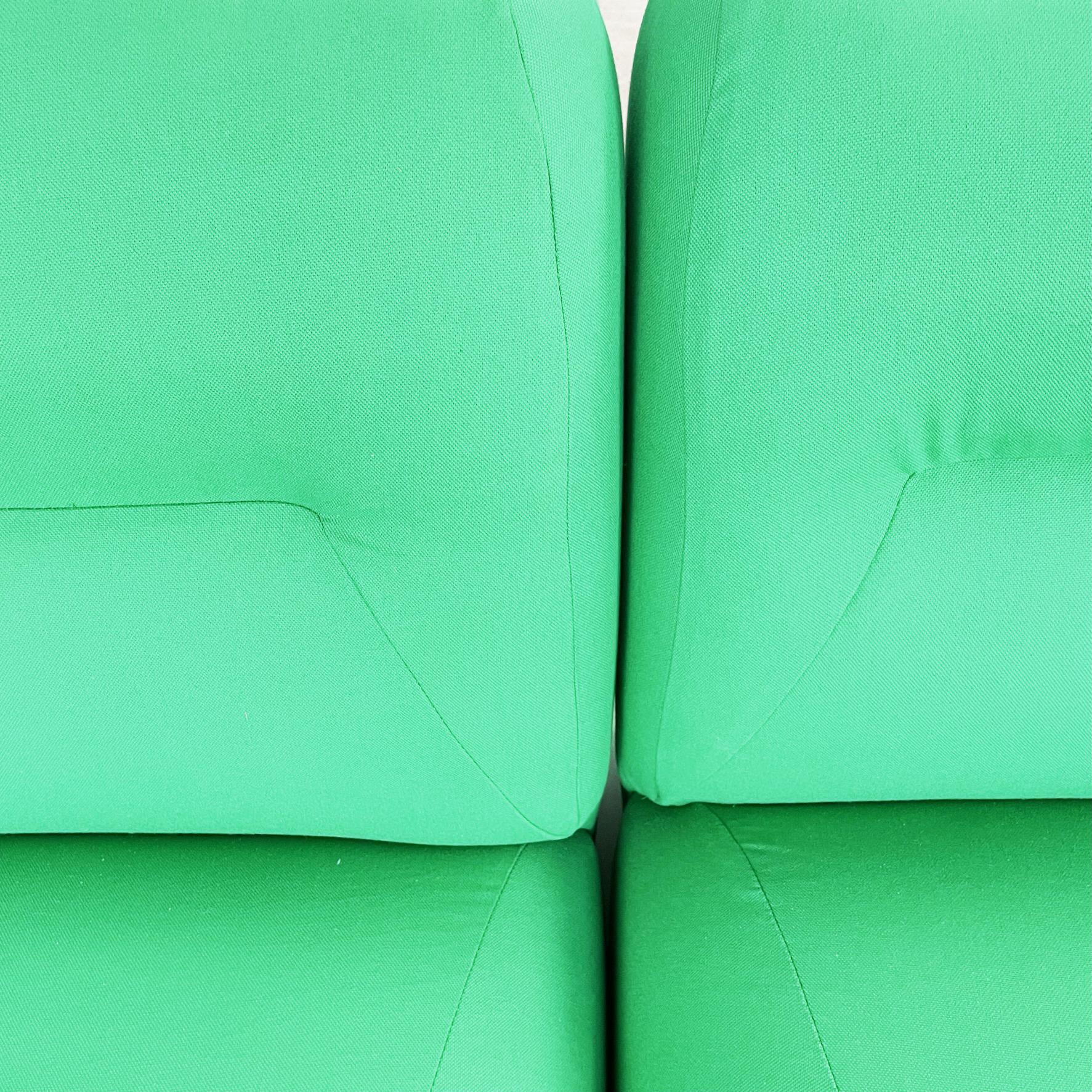 Italian Space Age Modular Sofa in Green Fabric with Metal Insert, 1970s For Sale 9