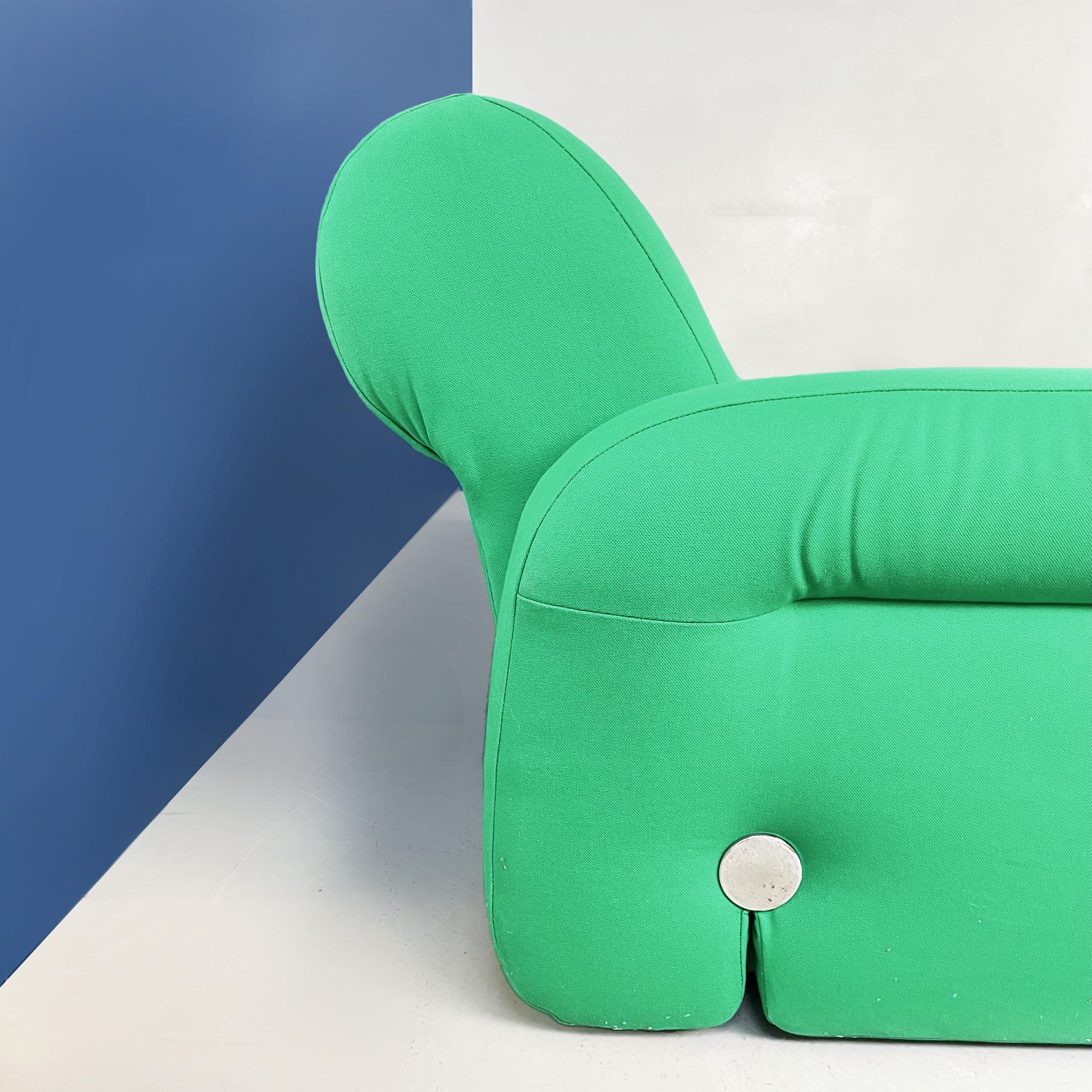 Italian Space Age Modular Sofa in Green Fabric with Metal Insert, 1970s For Sale 11