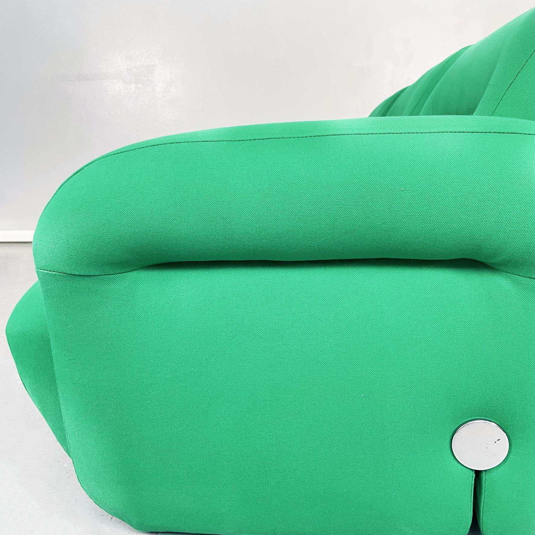 Italian Space Age Modular Sofa in Green Fabric with Metal Insert, 1970s For Sale 12