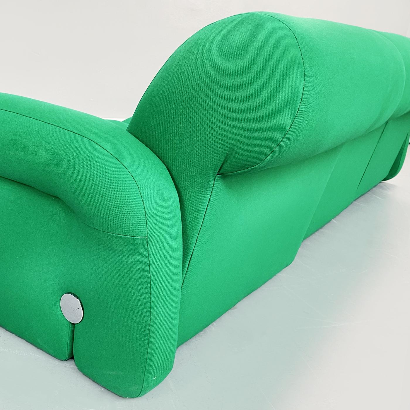 Italian Space Age Modular Sofa in Green Fabric with Metal Insert, 1970s For Sale 14