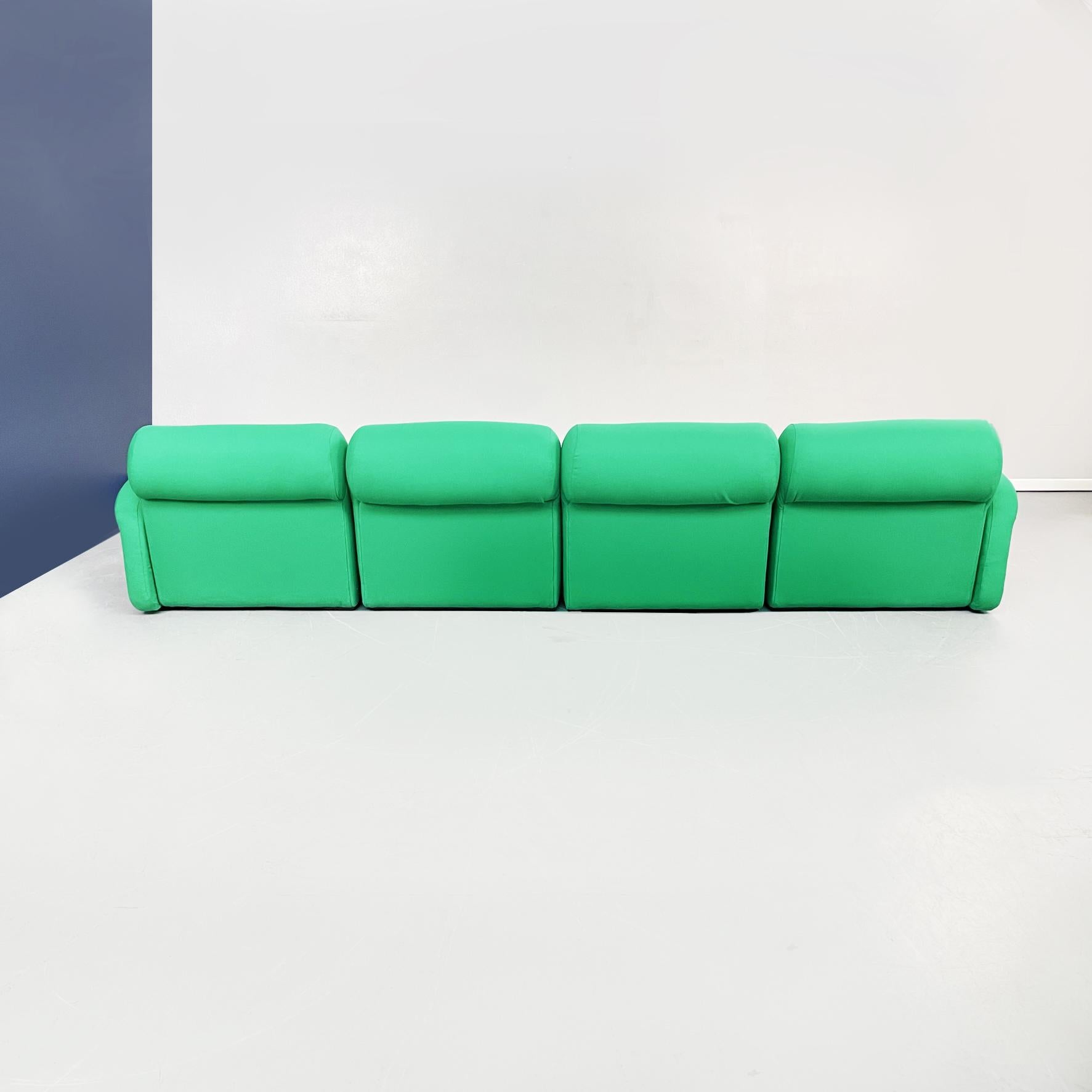 Italian Space Age Modular Sofa in Green Fabric with Metal Insert, 1970s For Sale 1