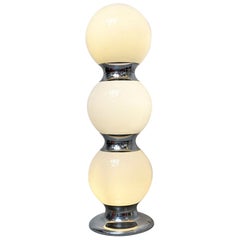 Italian Space Age Opaline Glass and Chromed Steel Floor Lamp, 1970s Italian Space Age Opaline Glass and Chromed Steel Floor Lamp, 1970s