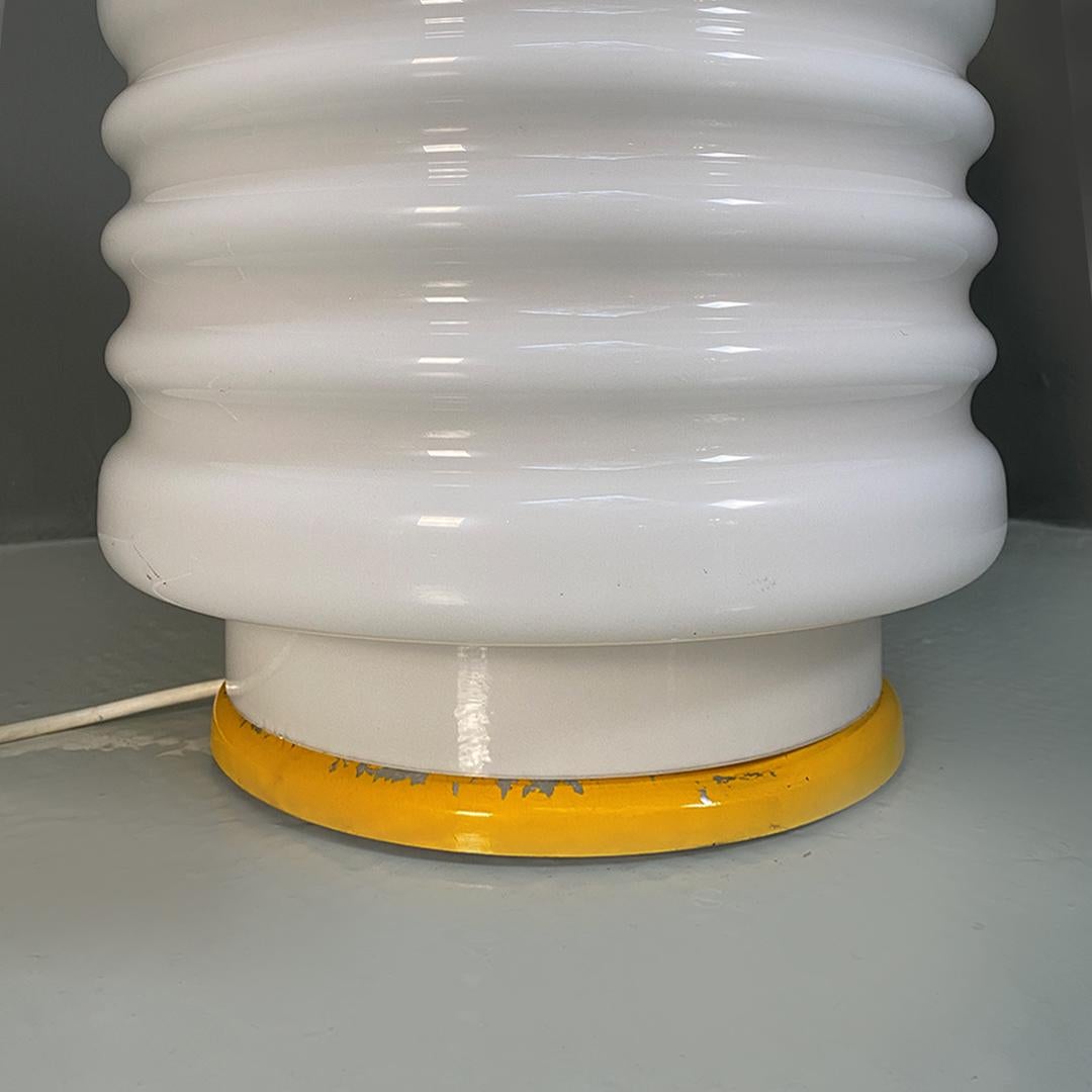 Italian space age Opaline glass and yellow metal base table or floor lamp, 1970s In Good Condition For Sale In MIlano, IT
