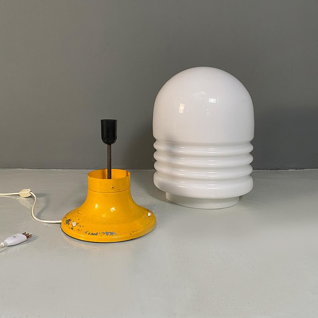 Italian space age Opaline glass and yellow metal base table or floor lamp, 1970s For Sale 2