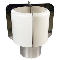 Italian space age Opaline plexiglass aluminum table lamp T 467 by Luci, 1970s