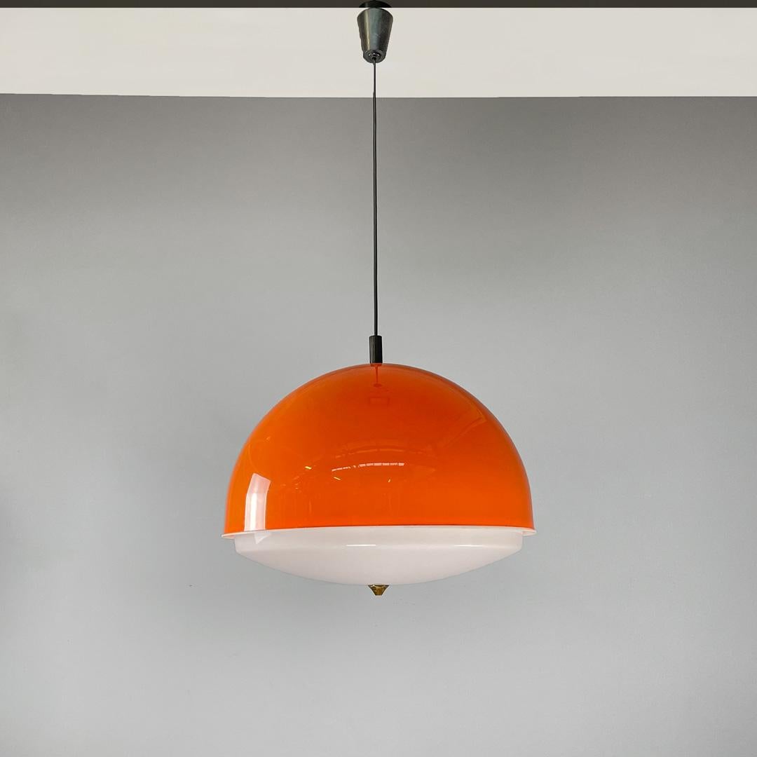 Space Age Italian space age orange and white plastic chandelier, 1970s For Sale
