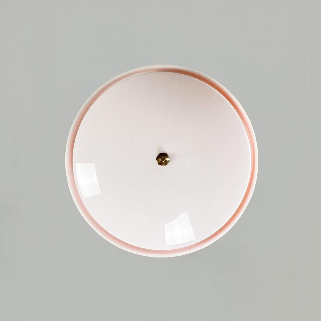 Metal Italian space age orange and white plastic chandelier, 1970s For Sale