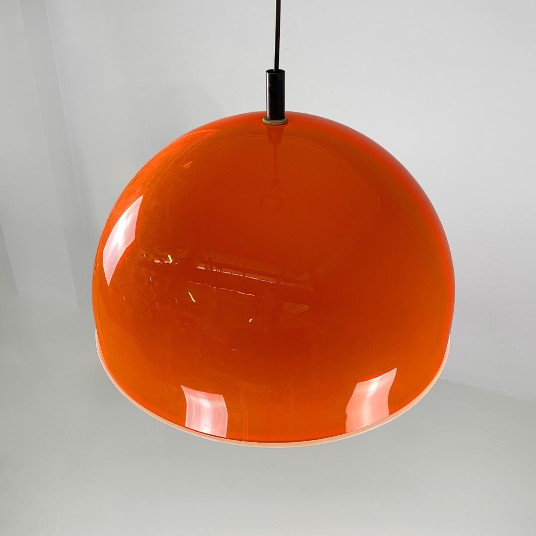 Italian space age orange and white plastic chandelier, 1970s For Sale 1