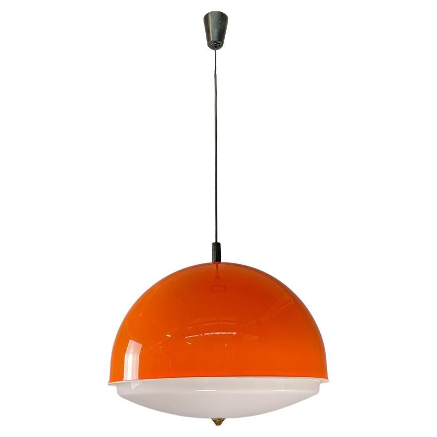 Lustre italien de l'ère spatiale orange et blanc, 1970
