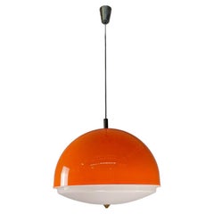 Italian space age orange and white plastic chandelier, 1970s