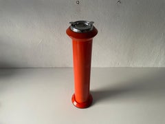 Italian Space Age Orange Metal Cylindrical Industrial Ashtray, 1970s, Italy
