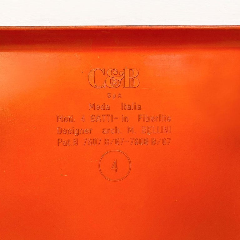 Italian Space Age Orange Plastic 4 Gatti Table by Mario Bellini for B&B, 1970s For Sale 9