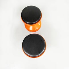 Italian Space Age Orange Plastic Rocchetto Stools by Castiglioni Kartell, 1970s