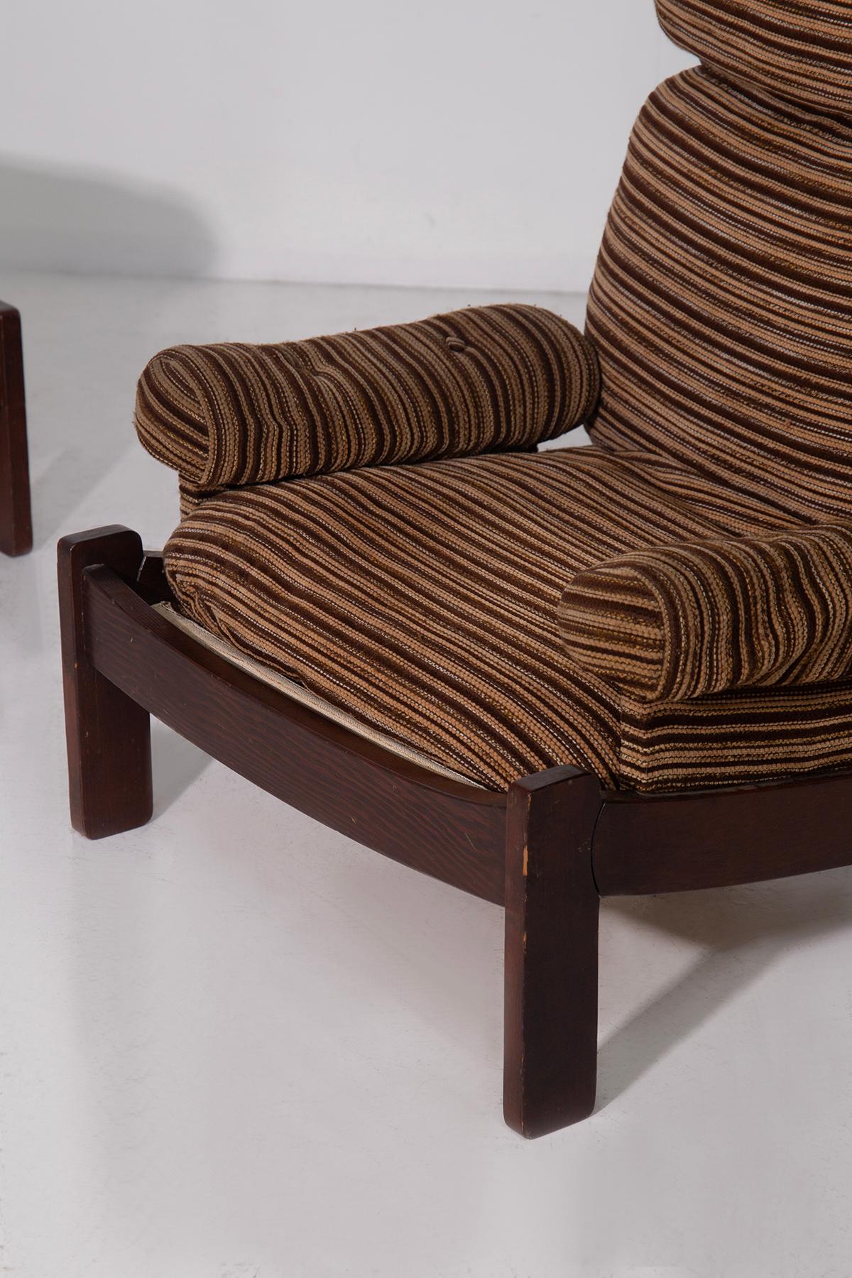 Italian space age Pair armchairs in original fabric in vendita 2