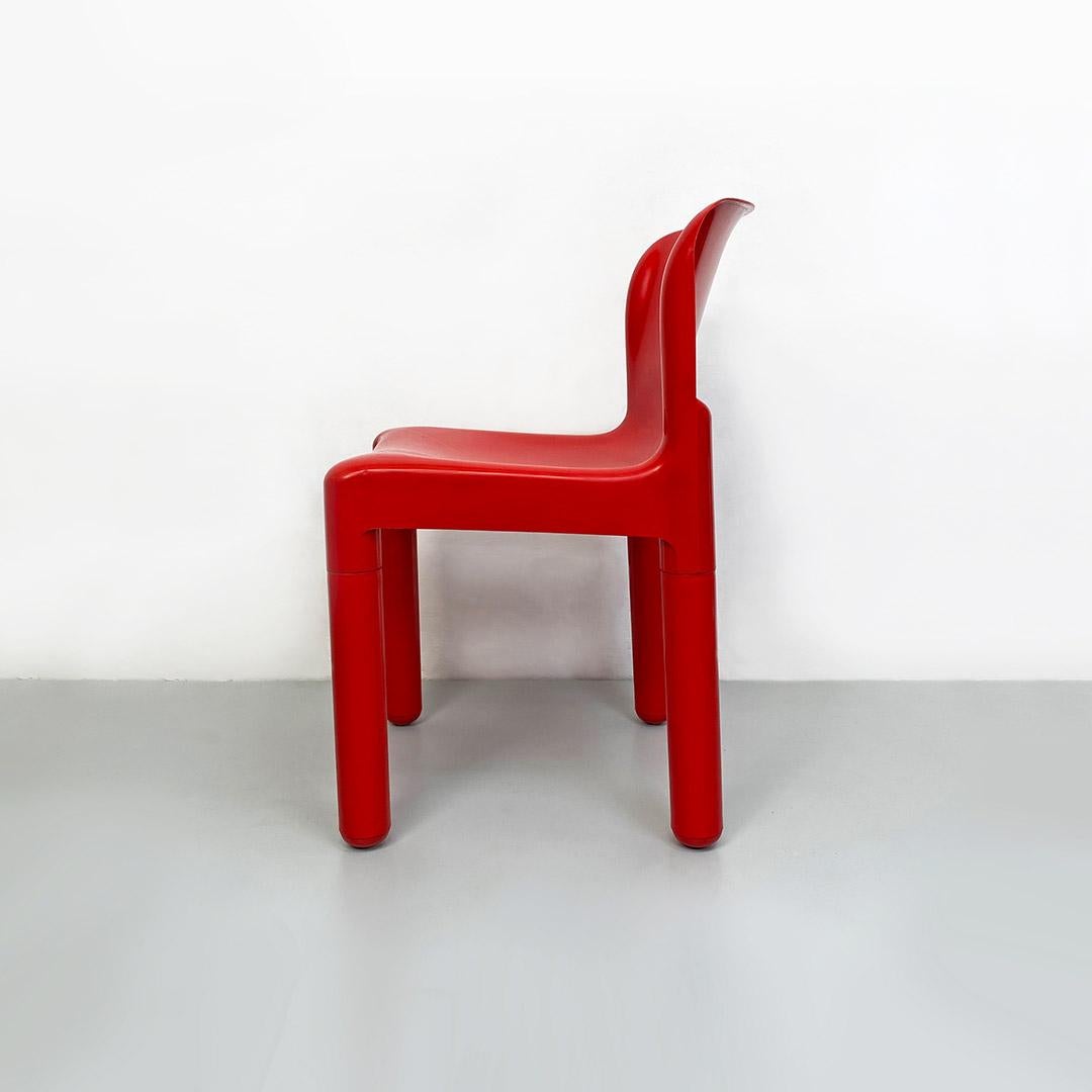 Late 20th Century Italian Space Age Pair of Red Plastic Chairs by Carlo Bartoli for Kartell, 1970s For Sale