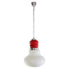 Lampada a sospensione italiana A Space Age in vetro di Murano color rosso di Mazzega, anni '70