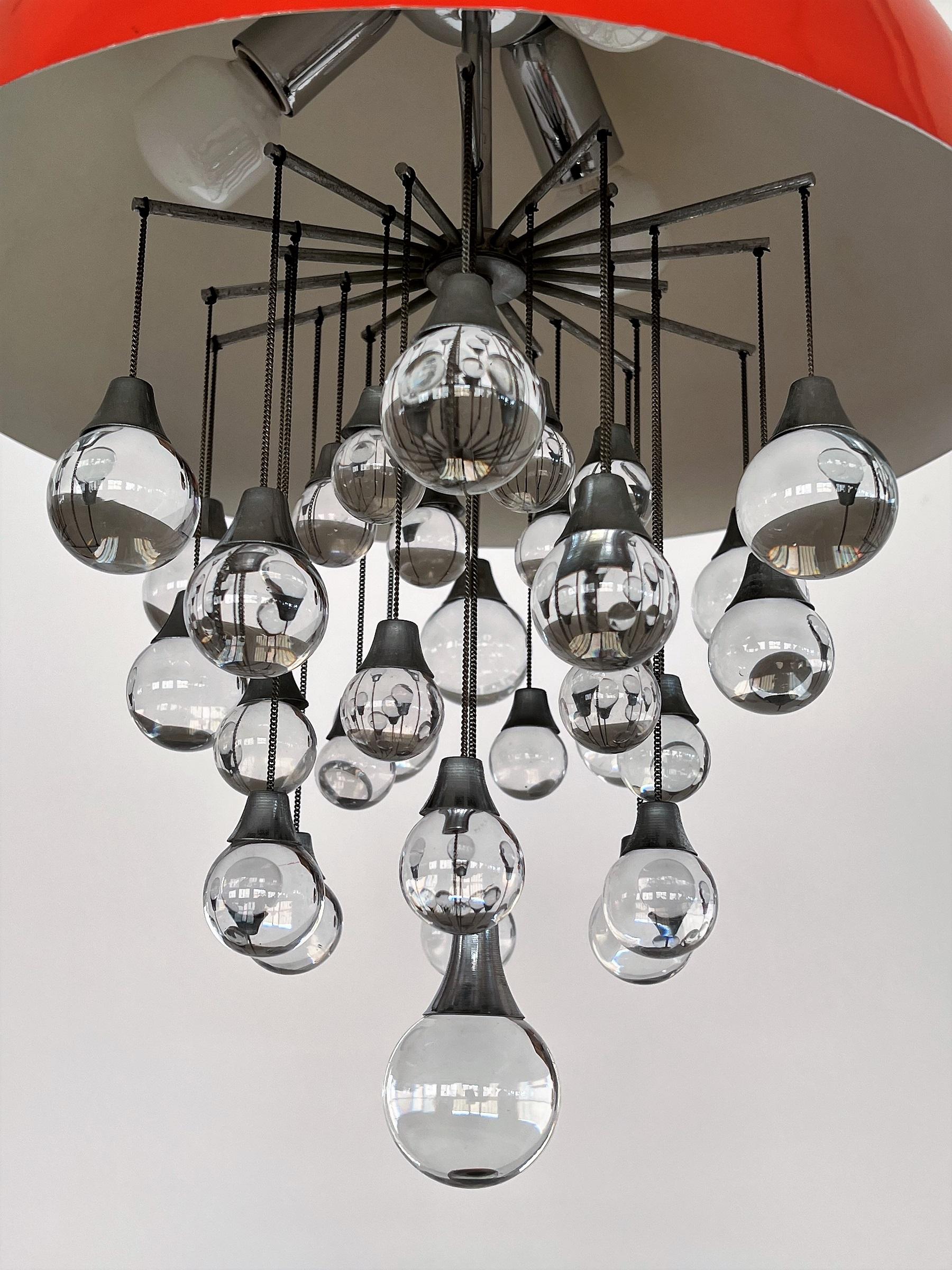 Italian Space Age Pendant Lamp in Metal with Glass Spheres, 1980s For Sale 6