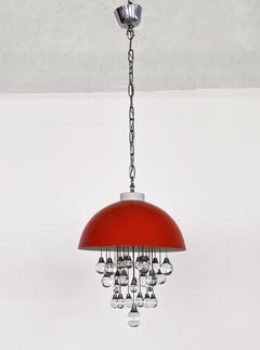 Italian Space Age Pendant Lamp in Metal with Glass Spheres, 1980s