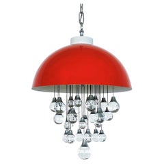 Retro Italian Space Age Pendant Lamp in Metal with Glass Spheres, 1980s
