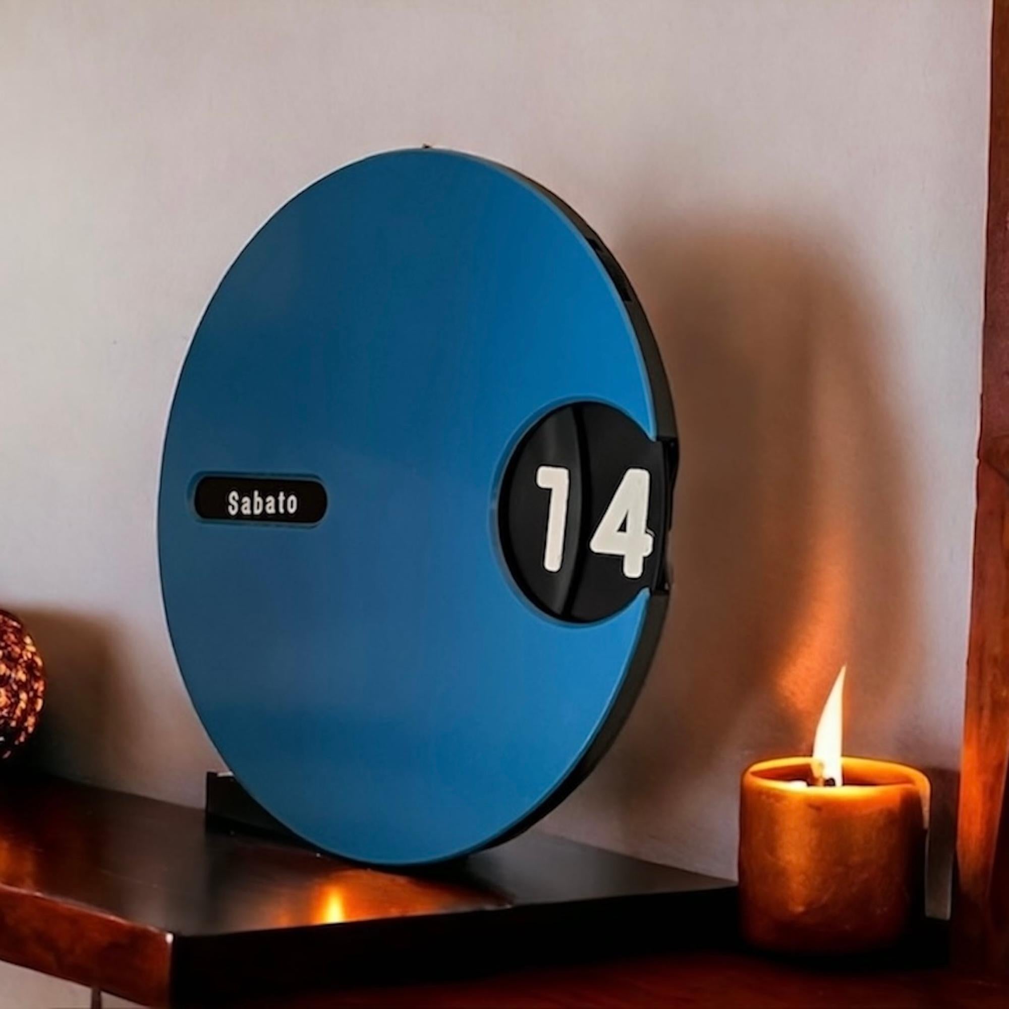 Italian Space Age Perpetual Calendar - Glossy Blue & Black Rotating Dial-1970s 7