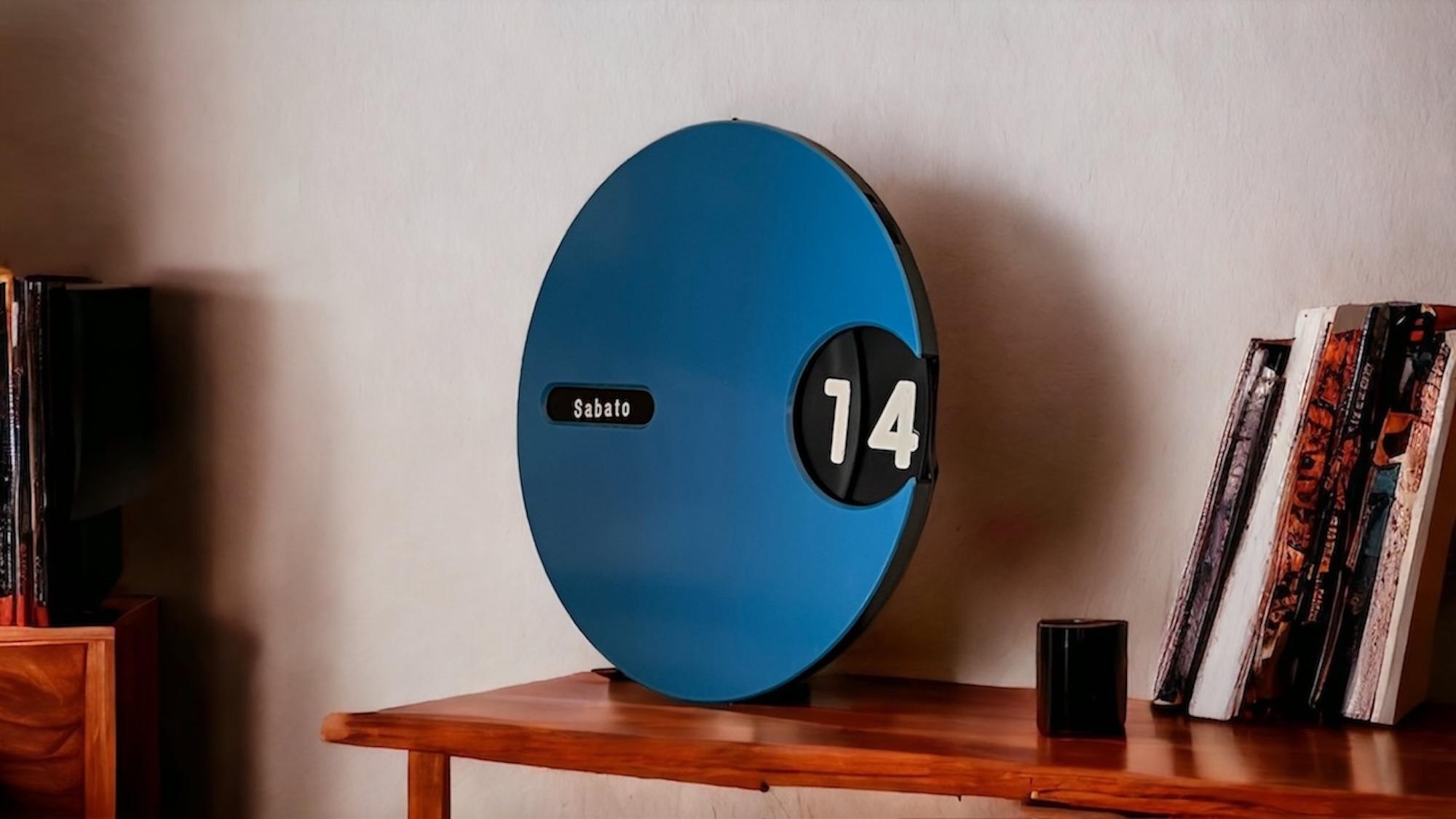 Italian Space Age Perpetual Calendar - Glossy Blue & Black Rotating Dial-1970s 4