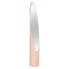 Italian space age pink Floor mirror Unghia or Lipstick by Rodolfo Bonetto 1970s
