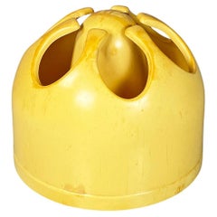 Porte-parapluie italien en plastique jaune clair en forme de pistil de l'ère spatiale, années 1970