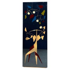 Italian Space Age Rectangular Backlit Floor Mirror Red Blue Yellow Fantasy, 1980
