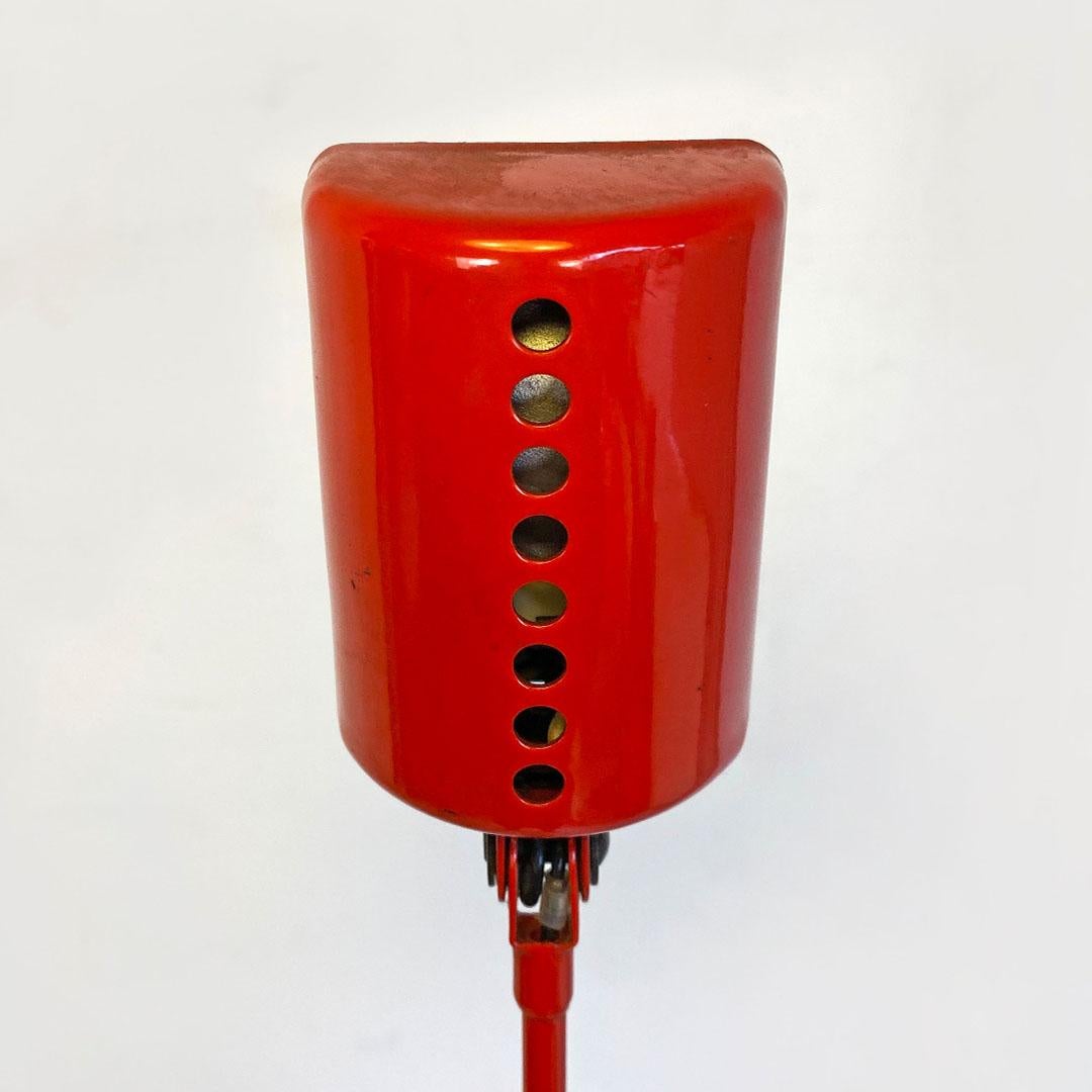 Italian Space Age Red Enamelled Metal Rod and Cast Iron Floor Lamp, Lumina 1980s 7