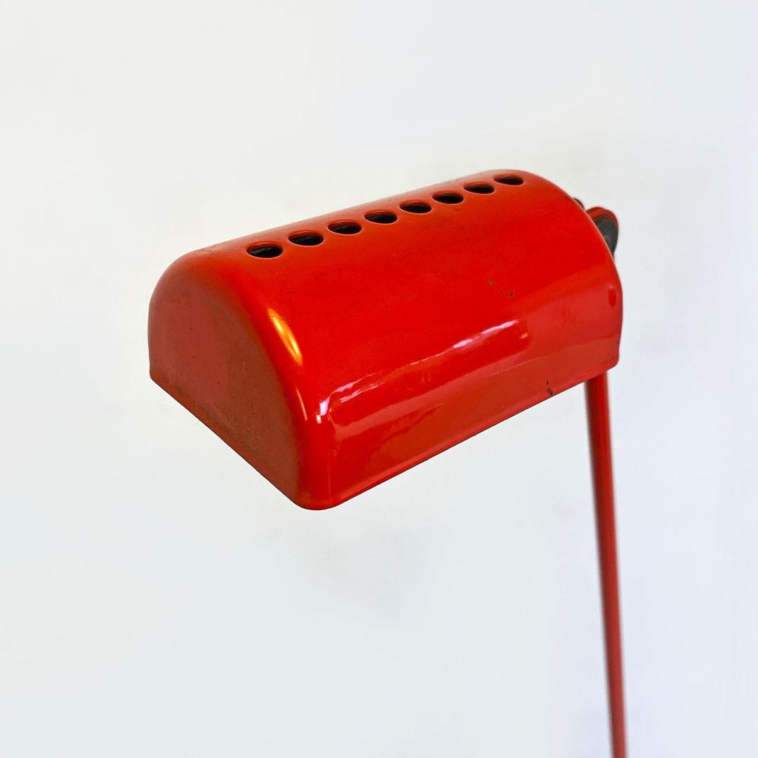 Italian Space Age Red Enamelled Metal Rod and Cast Iron Floor Lamp, Lumina 1980s 5