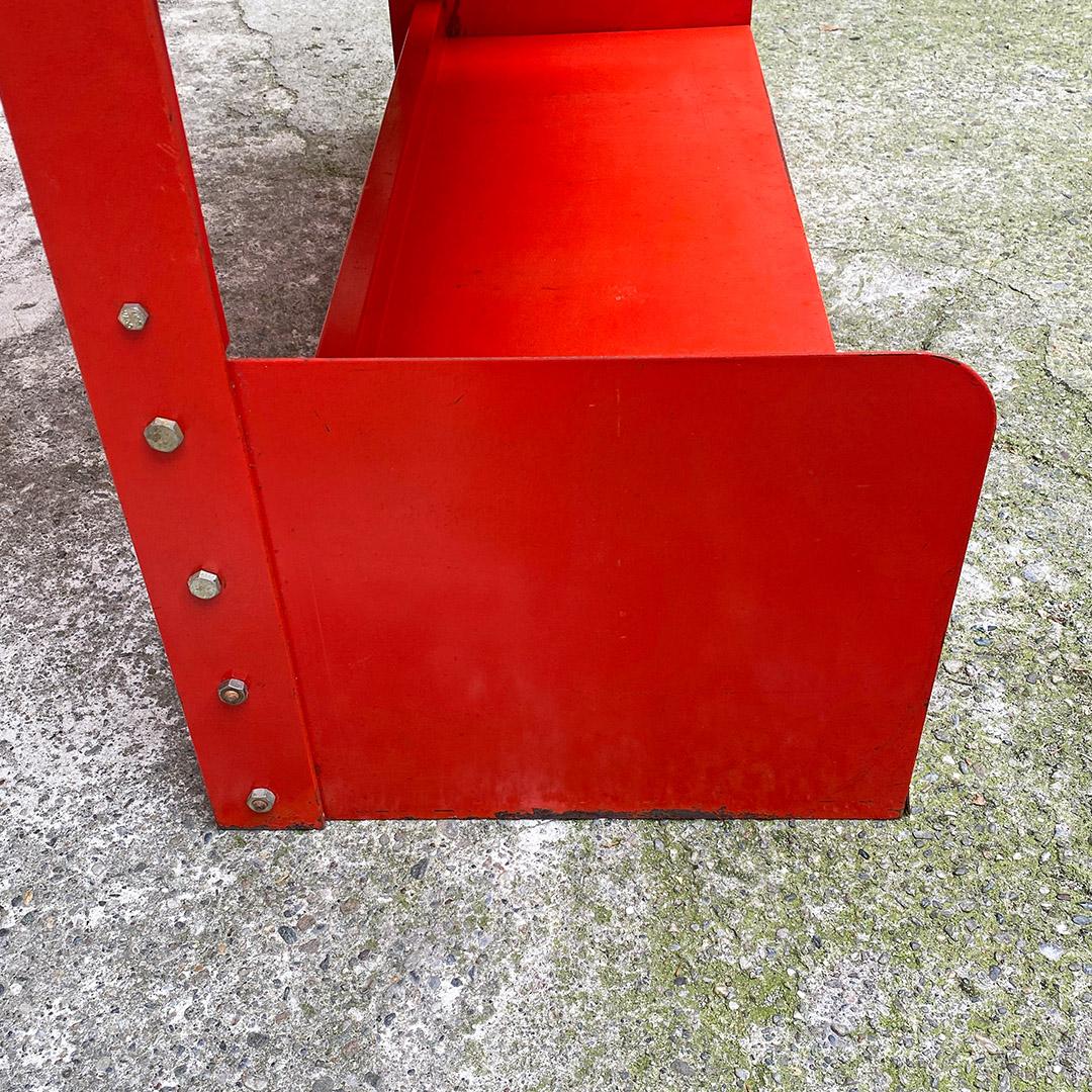 Italian Space Age Red Metal Congresso Bookcase by Lips Vago, 1970s 3