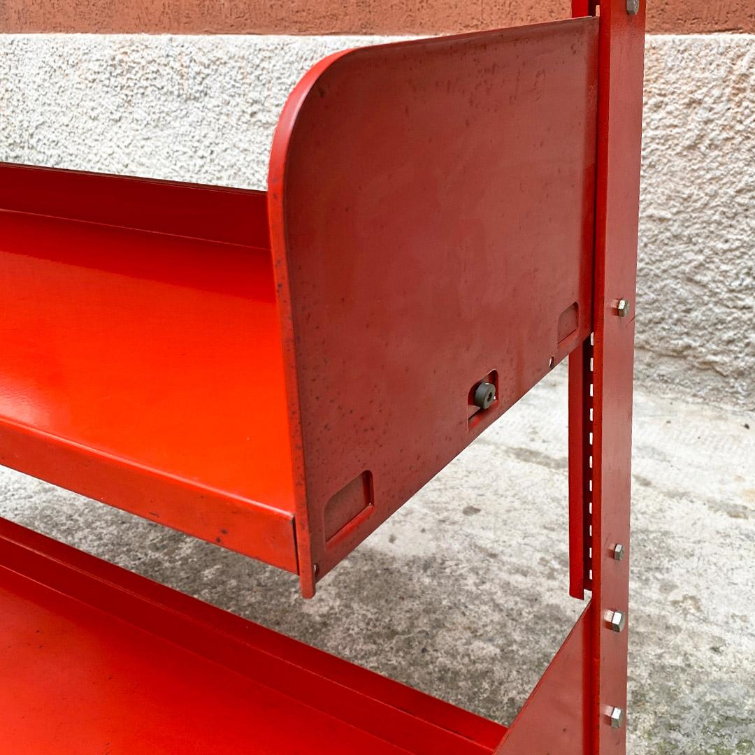 Italian Space Age Red Metal Congresso Bookcase by Lips Vago, 1970s 1