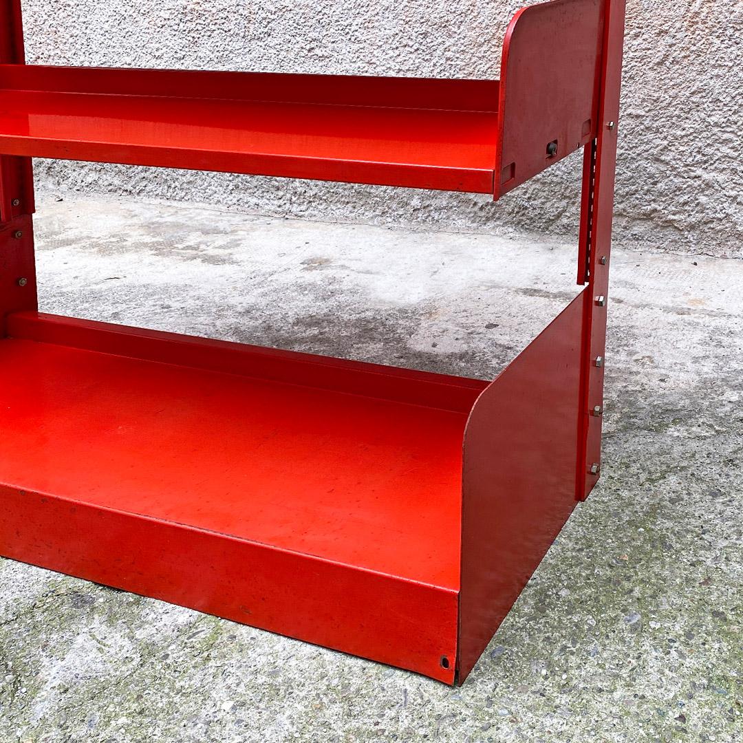 Italian Space Age Red Metal Congresso Bookcase by Lips Vago, 1970s 2