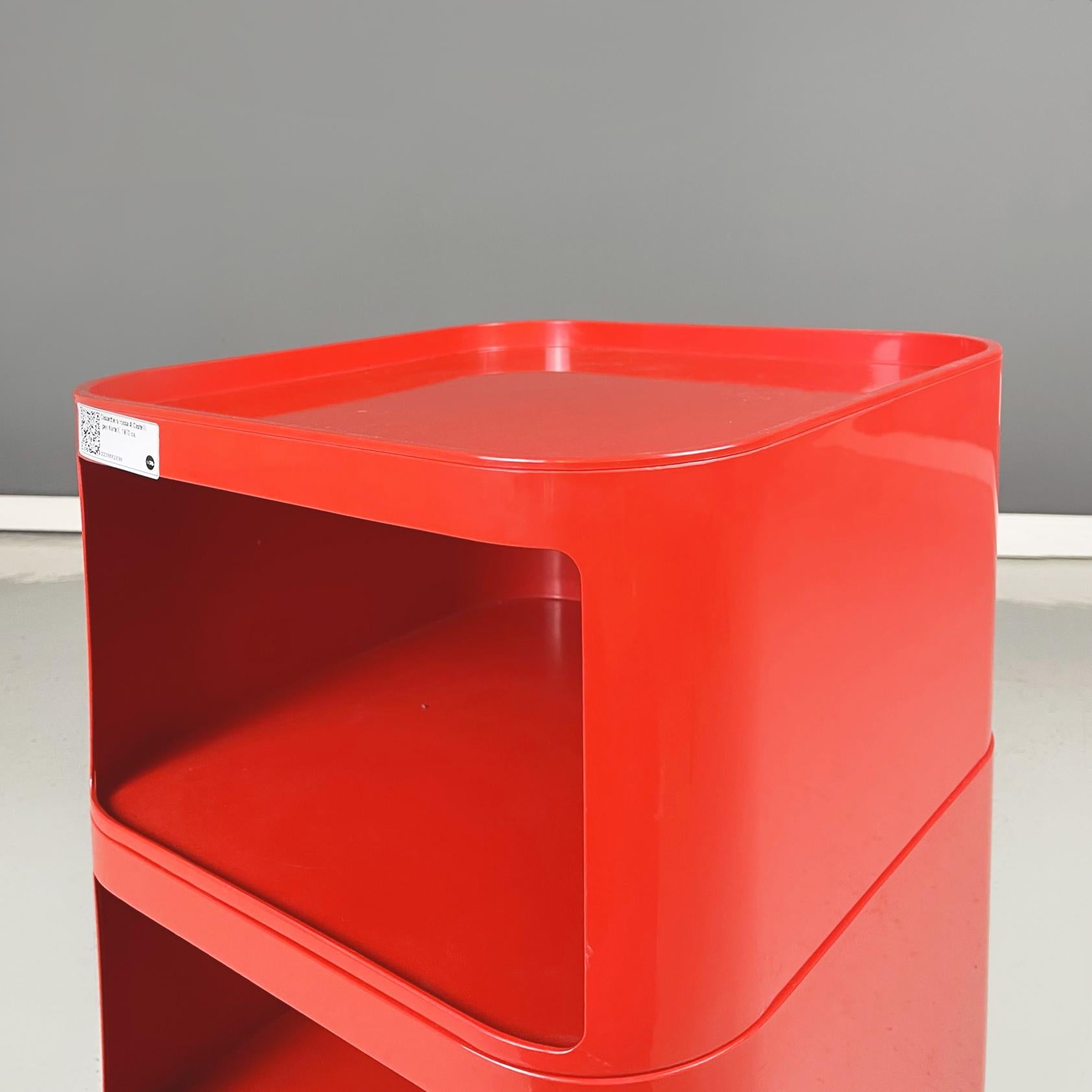 Italian Space Age Red Modular Chest of Drawers by Castelli for Kartell, 1970s For Sale 2