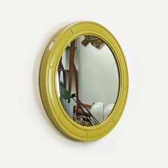Italian Space Age Round Acid Green Plastic Mirror, 1970s
