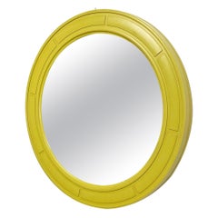 Italian Space Age Round Acid Green Plastic Mirror, 1970s