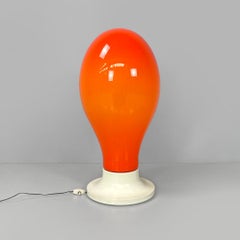 Italian Space Age round base orange glass table lamp by Carlo Nason, 1960s