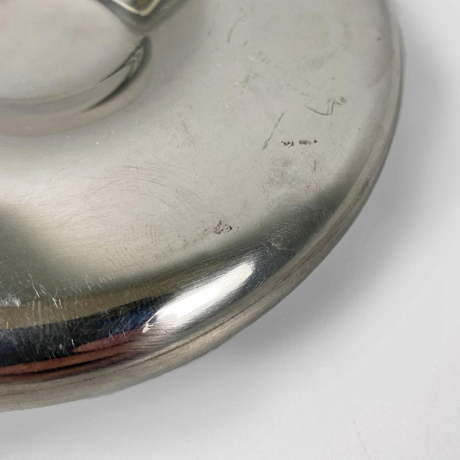 Posacenere rotondo in metallo cromato dell'era spaziale italiana, anni '70 in vendita 1