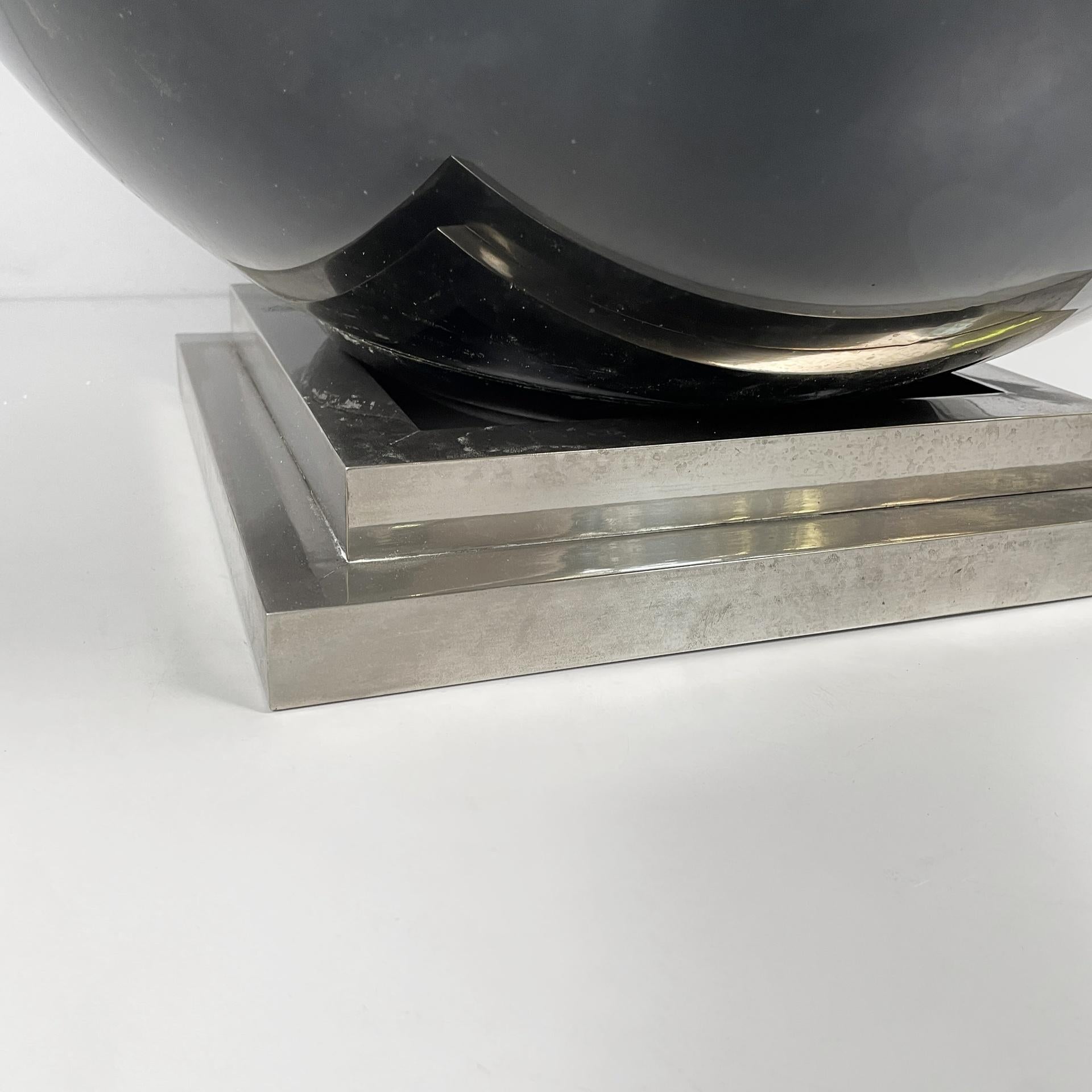 Lampe de table ronde A Space Age en verre soufflé bleu et beige et acier, 1970 en vente 7