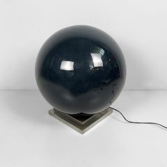 Italian Space Age round table lamp in blue and beige blow glass and steel, 1970s