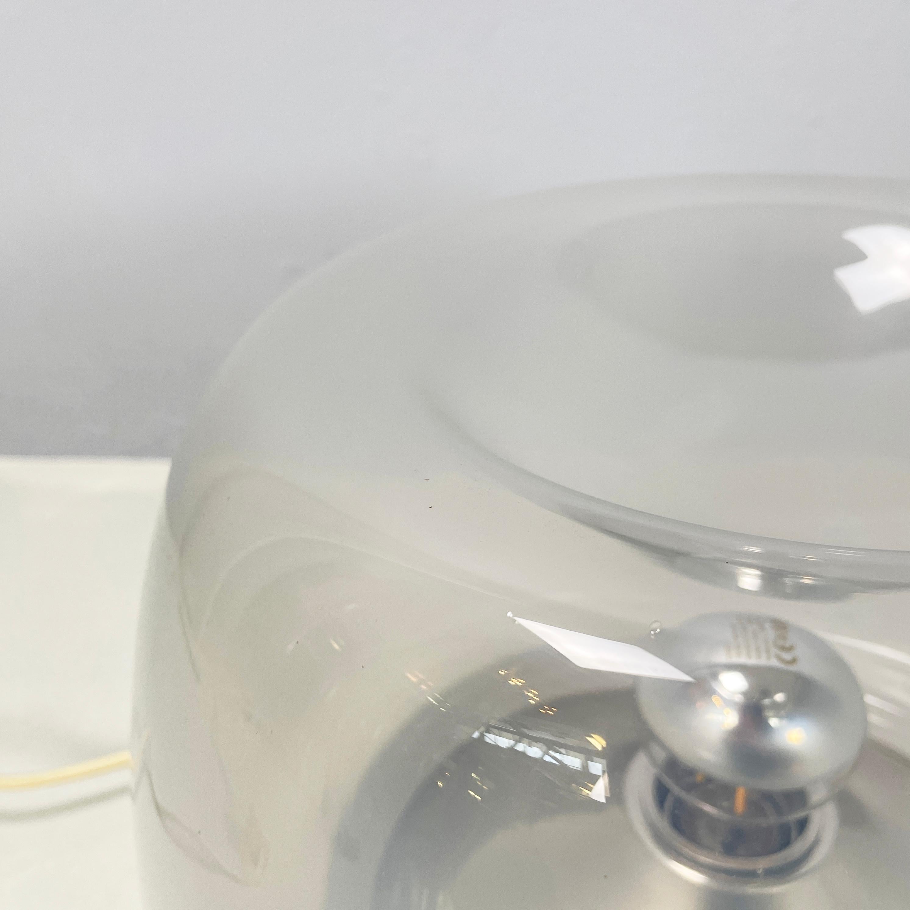 Italian space age Round Table lamp in metal opaline and transparent glass, 1970s For Sale 2