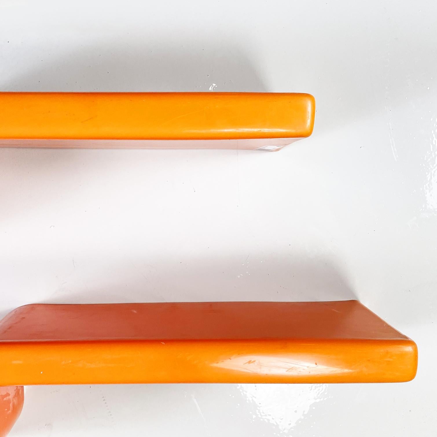 Italian Space Age S-Shaped Shelves in Bright Orange Plastic, 1970s 1