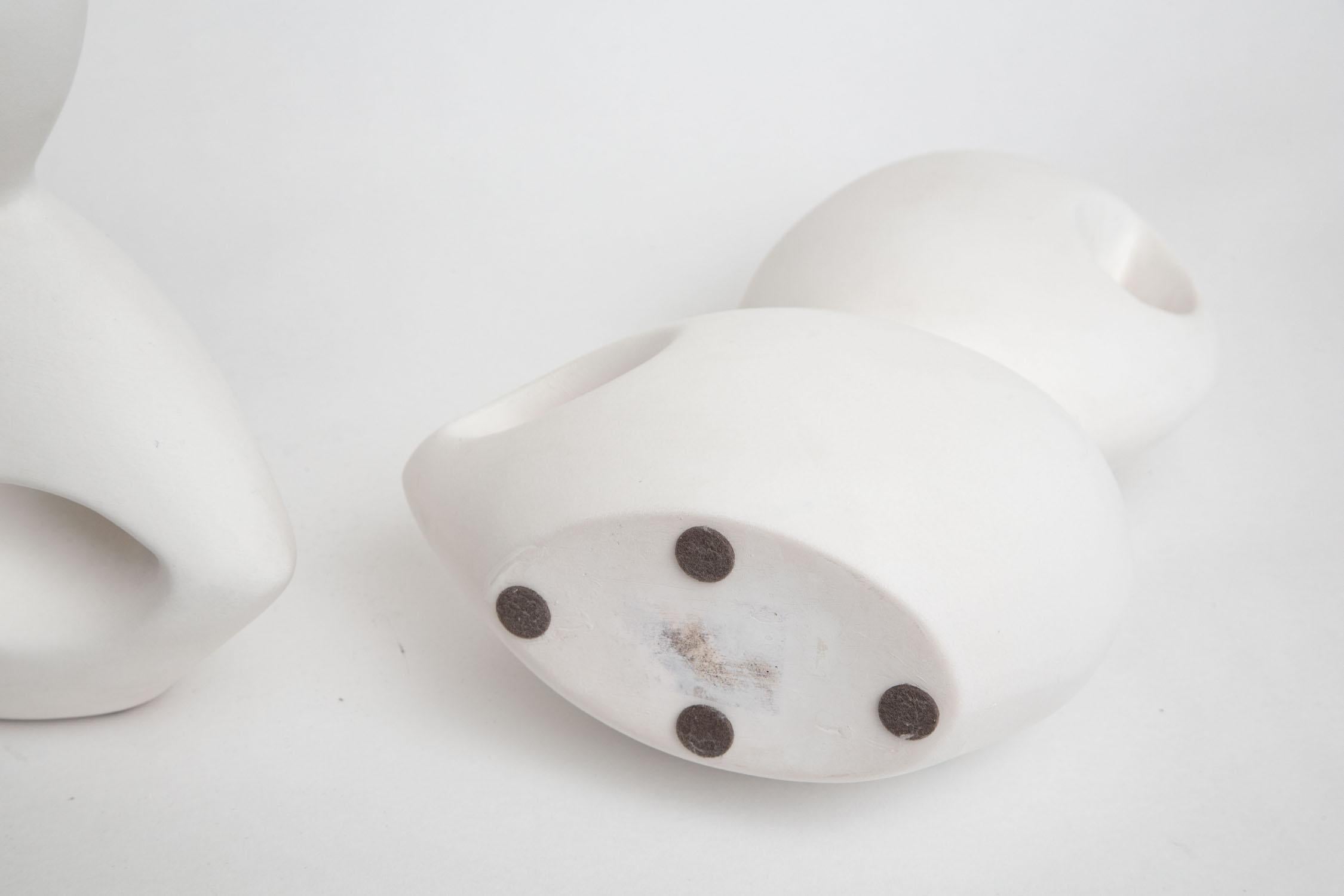 Italian Space Age Sculptural White Ceramics Vintage Pair of 4