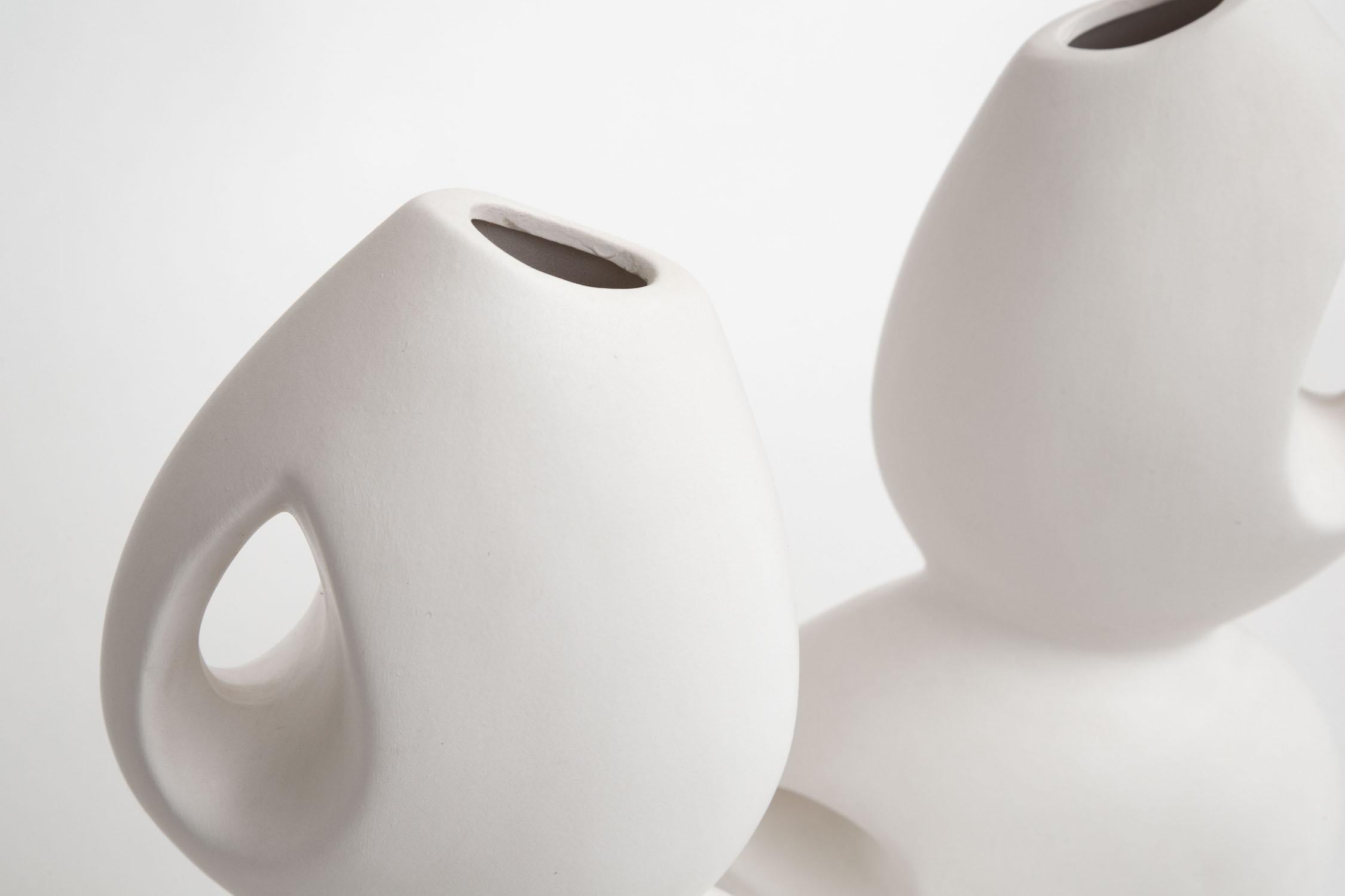Mid-20th Century Italian Space Age Sculptural White Ceramics Vintage Pair of